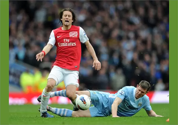 Arsenal vs Manchester City: Rosicky Fouls Milner in Intense Premier League Clash (2011-12)