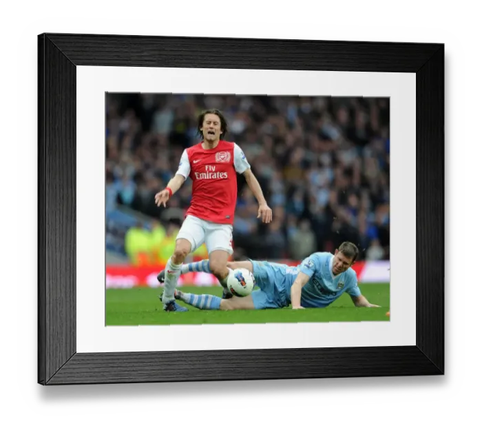 Framed Print : Arsenal vs Manchester City: Rosicky Fouls Milner in Intense Premier League Clash (2011-12)
