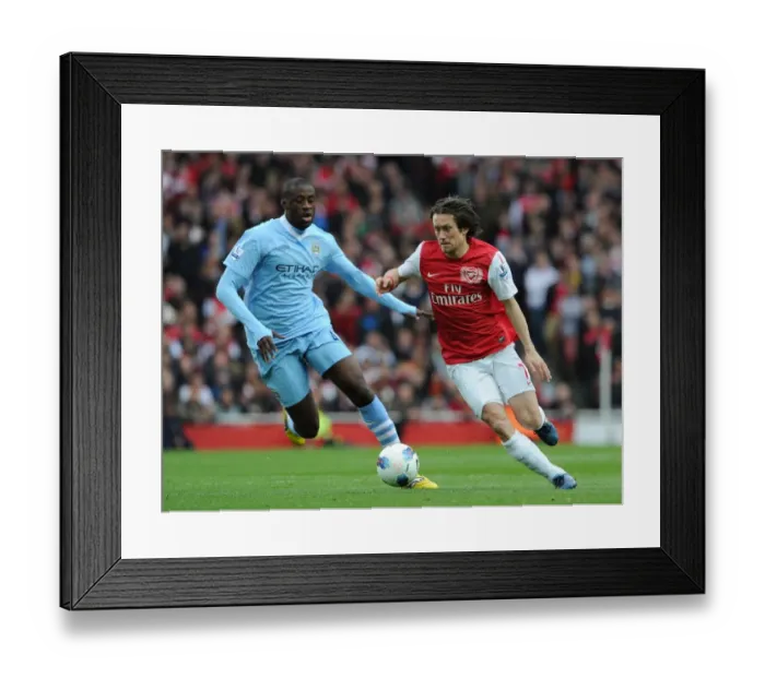 Framed Print : Rosicky vs. Toure: Clash of Midfield Titans - Arsenal v Manchester City, Premier League, 2011-12