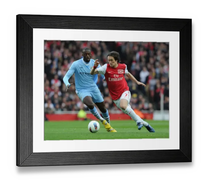 Framed Print : Clash of Midfield Maestros: Rosicky vs. Yaya Toure - Arsenal v Manchester City, Premier League, 2012