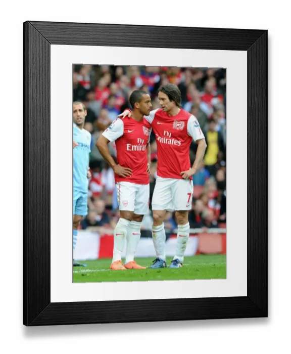 Framed Print : Arsenal's Walcott and Rosicky in Action against Manchester City (2011-12)