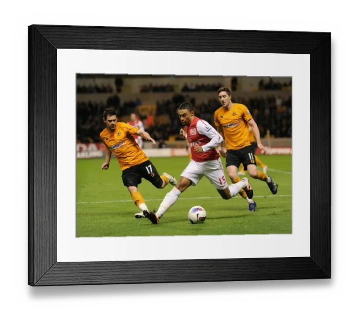 Framed Print : Clash of Wings: Oxlade-Chamberlain vs. Jarvis & Ward (Wolverhampton Wanderers vs. Arsenal, 2012) Framed Print : Clash of Wings: Oxlade-Chamberlain vs. Jarvis & Ward (Wolverhampton Wanderers vs. Arsenal, 2012)
