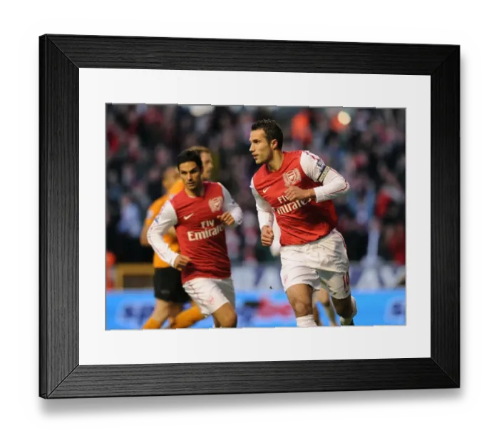 Framed Print : Robin van Persie Scores First Goal: Wolverhampton Wanderers vs. Arsenal, 2012-13 Premier League