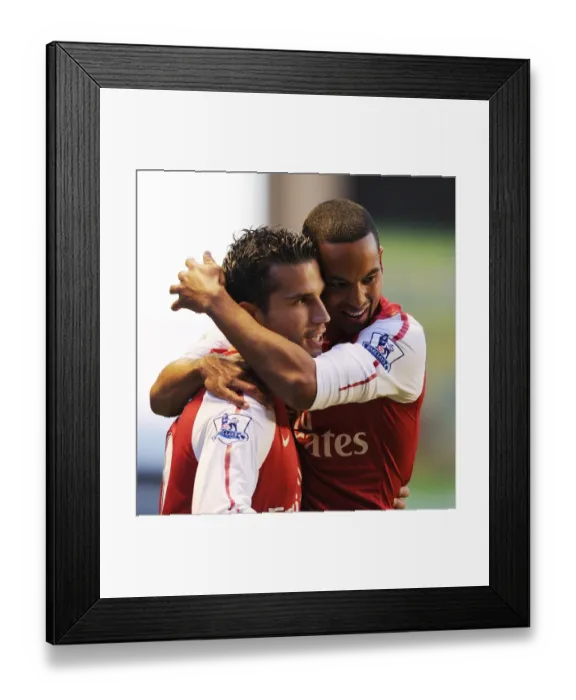 Framed Print : Robin van Persie and Theo Walcott Celebrate Goal: Wolverhampton Wanderers vs. Arsenal, Premier League 2011-12