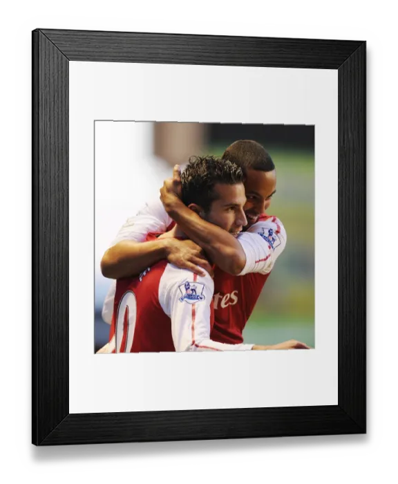 Framed Print : Arsenal's Van Persie and Walcott: Celebrating a Goal in Wolverhampton, 2012 Premier League