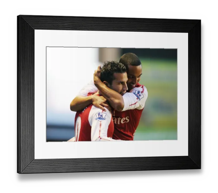 Framed Print : Arsenal's Unforgettable Goal Celebration: Van Persie and Walcott's Glory at Wolverhampton Wanderers, 2011-12 Premier League