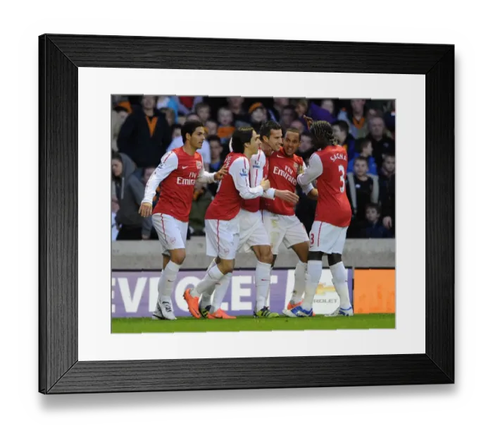 Framed Print : Robin van Persie celebrates scoring Arsenals 1st goal with his team mates Framed Print : Robin van Persie celebrates scoring Arsenals 1st goal with his team mates