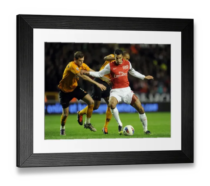 Framed Print : Robin van Persie Fends Off Stearman and Henry in Intense Wolverhampton-Arsenal Clash, Premier League 2011-12
