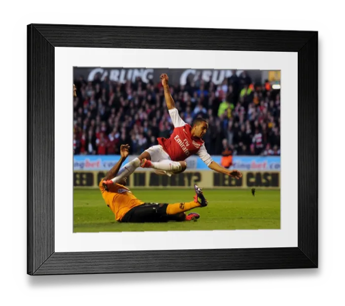 Framed Print : Theo Walcott Scores the Decisive Goal Against Wolverhampton Wanderers, 2011-12 Season