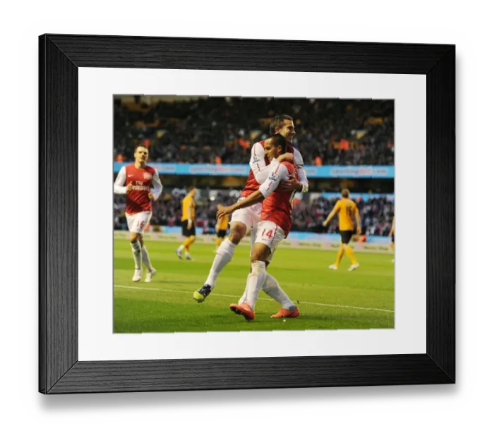Framed Print : Theo Walcott and Robin van Persie Celebrate Goals: Wolverhampton Wanderers vs. Arsenal, Premier League 2011-12 Framed Print : Theo Walcott and Robin van Persie Celebrate Goals: Wolverhampton Wanderers vs. Arsenal, Premier League 2011-12