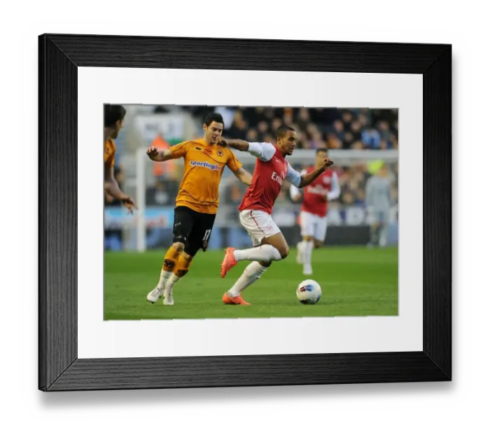 Framed Print : Theo Walcott Dashes Past Matt Jarvis: Wolverhampton Wanderers vs. Arsenal, Premier League 2011-12