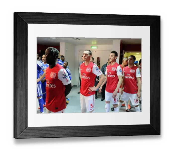 Framed Print : Arsenal's Defensive Quartet: Sagna, Vermaelen, Koscielny, Ramsey (Arsenal v Chelsea, 2011-12)