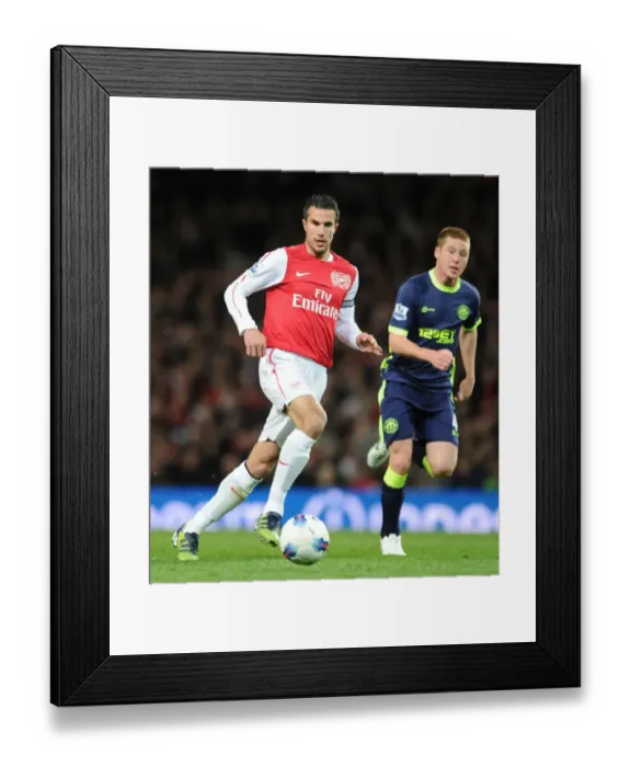 Framed Print : Arsenal's Robin van Persie Tackles Wigan's James McCarthy in 2011-12 Premier League Clash