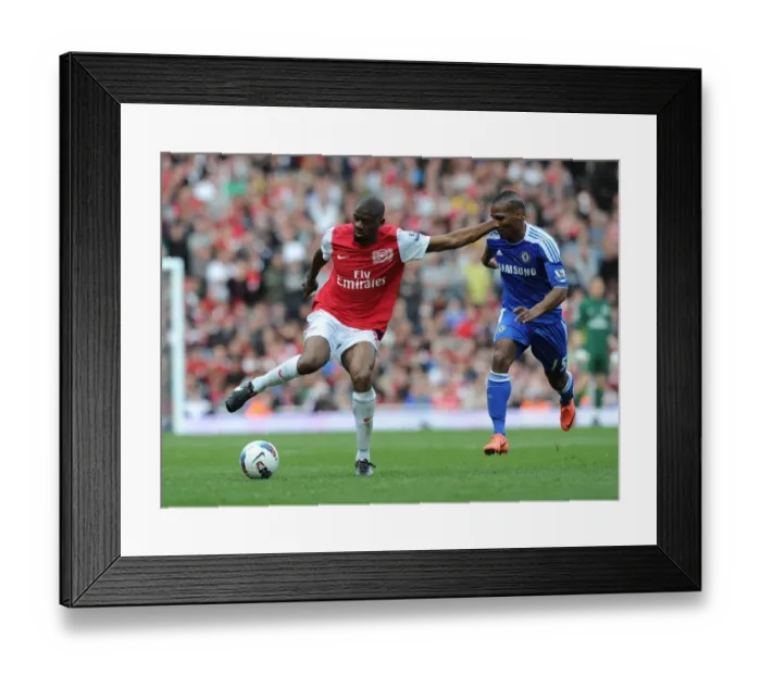 Framed Print : Abou Diaby Outmaneuvers Florent Malouda: Arsenal vs. Chelsea, Premier League 2011-12