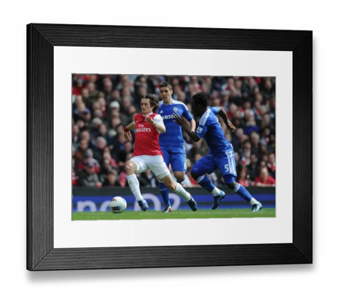Framed Print : Arsenal vs. Chelsea: Rosicky Clashes with Essien and Romeu (2011-12)