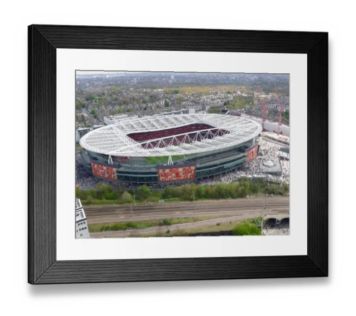 Framed Print : Arsenal vs. Chelsea: Barclays Premier League - Aerial View of Emirates Stadium