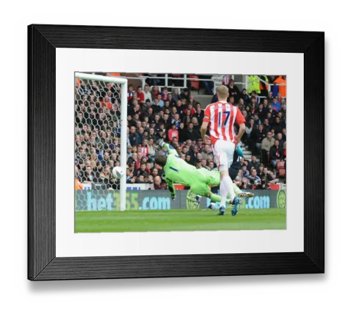 Framed Print : Robin van Persie Scores Past Asmir Begovic: Stoke City vs. Arsenal, Premier League 2011-12 Framed Print : Robin van Persie Scores Past Asmir Begovic: Stoke City vs. Arsenal, Premier League 2011-12