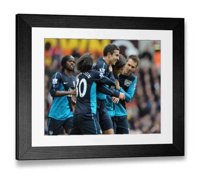 Framed Print : Arsenal's Unforgettable Victory: Van Persie, Benayoun, Rosicky, and Ramsey's Goal Celebration (2012) - The Unstoppable Quartet Framed Print : Arsenal's Unforgettable Victory: Van Persie, Benayoun, Rosicky, and Ramsey's Goal Celebration (2012) - The Unstoppable Quartet