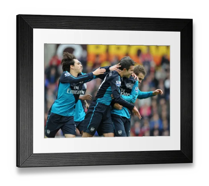 Framed Print : Arsenal's Unforgettable Victory: Van Persie, Benayoun, Rosicky, and Ramsey's Goal Celebration (2011-12) - The Unstoppable Quartet Framed Print : Arsenal's Unforgettable Victory: Van Persie, Benayoun, Rosicky, and Ramsey's Goal Celebration (2011-12) - The Unstoppable Quartet