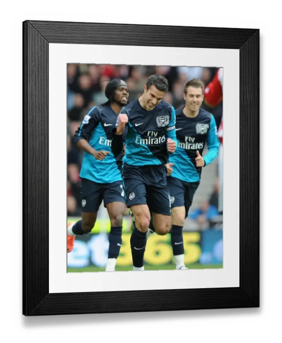 Framed Print : Robin van Persie's Goal Celebration: Arsenal's Victory Over Stoke City (2011-12) Framed Print : Robin van Persie's Goal Celebration: Arsenal's Victory Over Stoke City (2011-12)