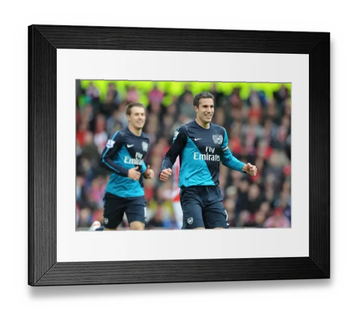 Framed Print : Robin van Persie's Epic Goal Celebration: Arsenal's Triumph at Stoke City (2011-12)