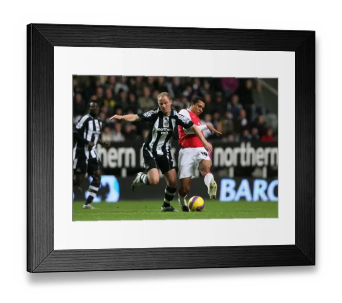 Framed Print : Gilberto vs. Nicky Butt: The Battle at St. James Park, 2007-08 Premier League Rivalry