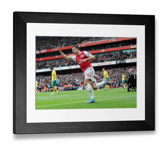 Framed Print : Robin van Persie celebrates scoring his 1st goal for Arsenal. Arsenal 3: 3 Norwich City Framed Print : Robin van Persie celebrates scoring his 1st goal for Arsenal. Arsenal 3: 3 Norwich City