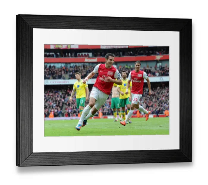 Framed Print : Robin van Persie's Double: Arsenal Secures Victory Over Norwich City (May 2012)