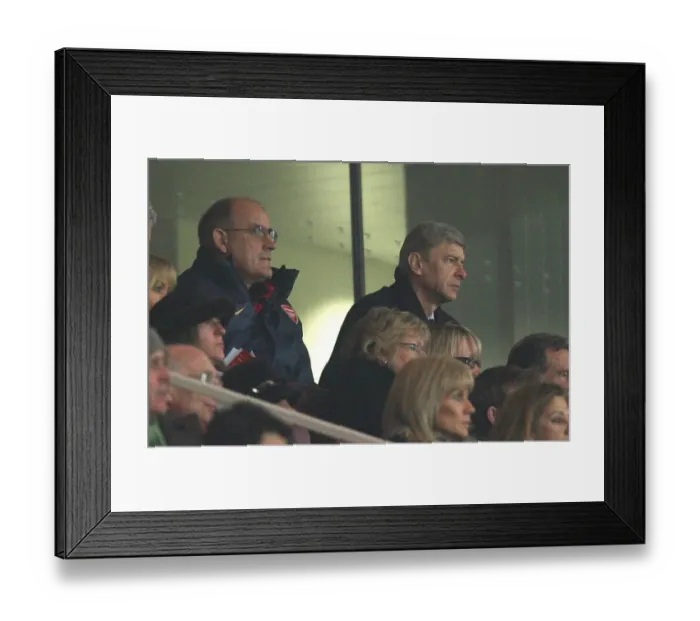Framed Print : Arsenal manager Arsene Wenger and 1st team Coach watch the match from the Directors box