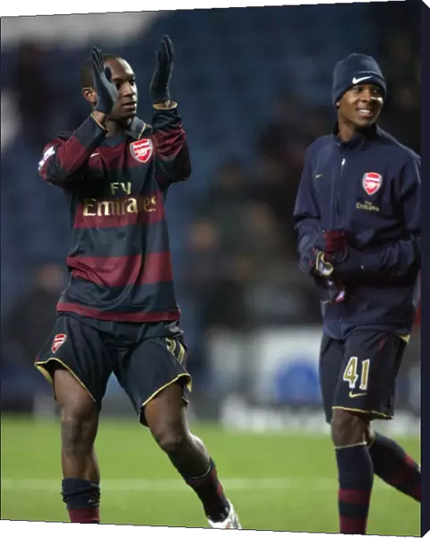 Justin Hoyte and Gavin Hoyte (Arsenal) celebrate at the end of the match