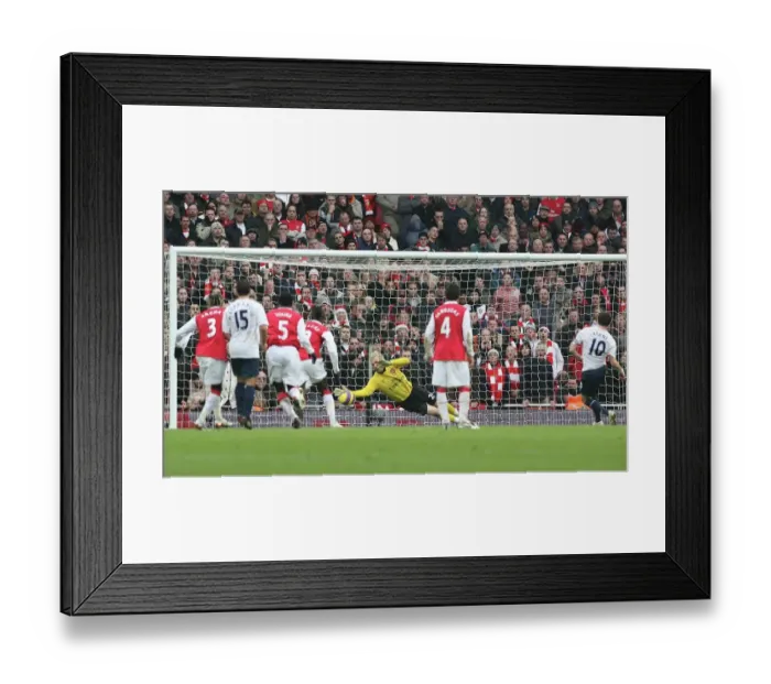 Framed Print : Manuel Almunia (Arsenal) saves a penalty by Robbie Keane (Spurs) Framed Print : Manuel Almunia (Arsenal) saves a penalty by Robbie Keane (Spurs)
