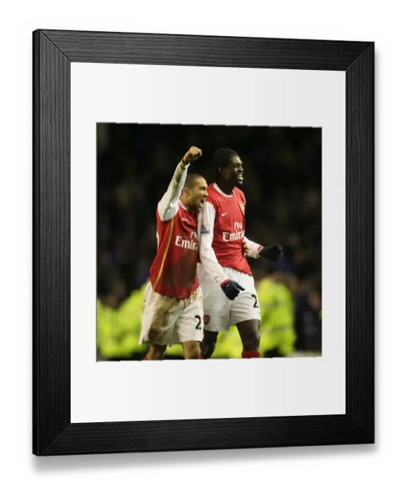 Framed Print : Arsenal's Victory Celebration: Gael Clichy and Emmanuel Adebayor at Goodison Park Framed Print : Arsenal's Victory Celebration: Gael Clichy and Emmanuel Adebayor at Goodison Park