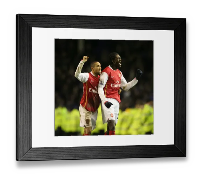 Framed Print : Arsenal's Glory: Adebayor and Clichy Celebrate 4-1 Victory over Everton Framed Print : Arsenal's Glory: Adebayor and Clichy Celebrate 4-1 Victory over Everton