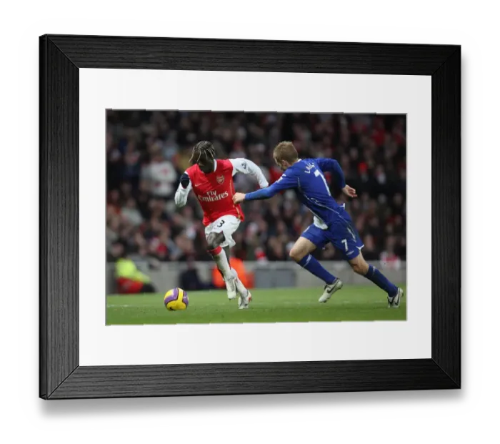 Framed Print : Arsenal's Sagna Clashes with Larsson in 1:1 Barclays Premier League Draw at Emirates Stadium, 12 / 1 / 08 Framed Print : Arsenal's Sagna Clashes with Larsson in 1:1 Barclays Premier League Draw at Emirates Stadium, 12 / 1 / 08