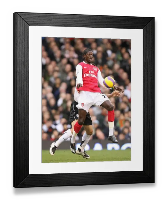 Framed Print : Adebayor's Brilliant Hat-Trick: Arsenal Crushes Fulham 3-0 in Premier League