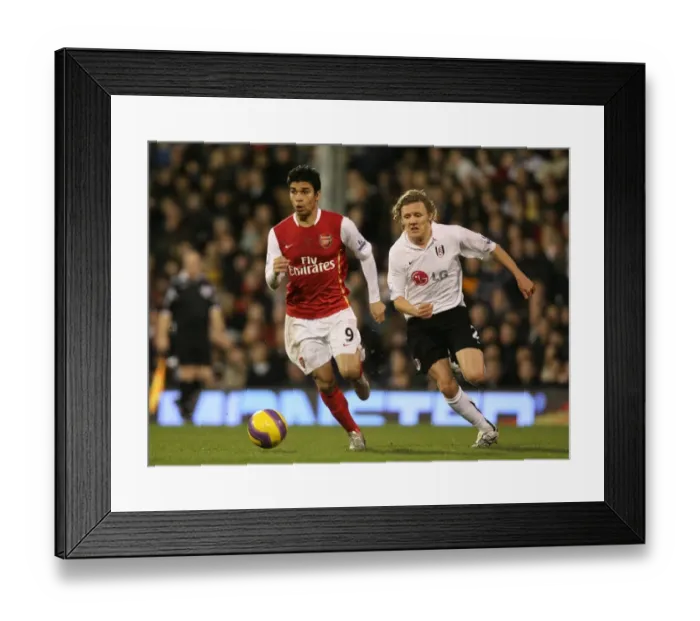 Framed Print : Triumphant Trios: Eduardo's Brilliant Brace Against Fulham's Jimmy Bullard in Arsenal's 3-0 Victory Framed Print : Triumphant Trios: Eduardo's Brilliant Brace Against Fulham's Jimmy Bullard in Arsenal's 3-0 Victory