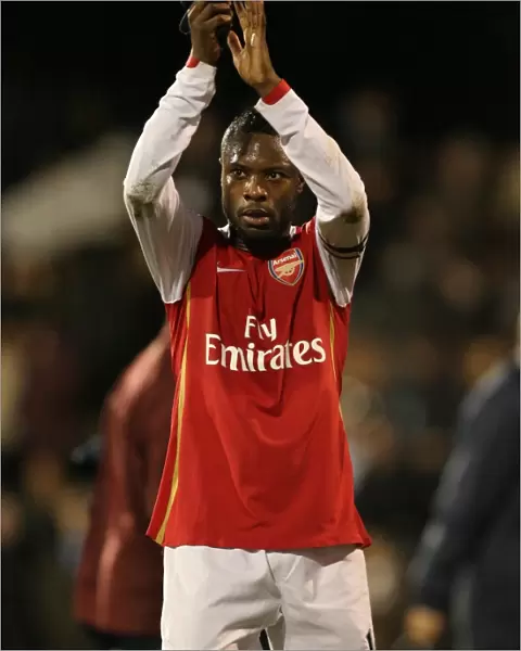 Arsenal captain William Gallas waves to the fans after the match