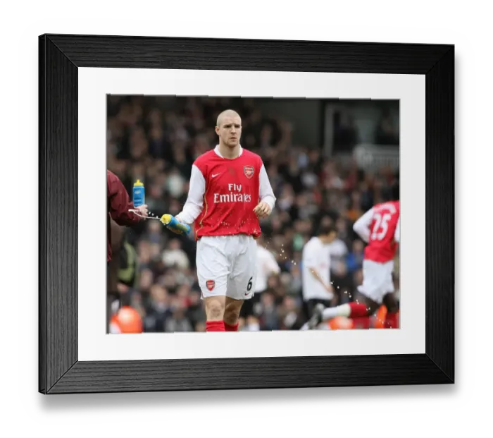 Framed Print : Philippe Senderos Dominant Performance: Arsenal Crushes Fulham 3-0 in Premier League, 2008