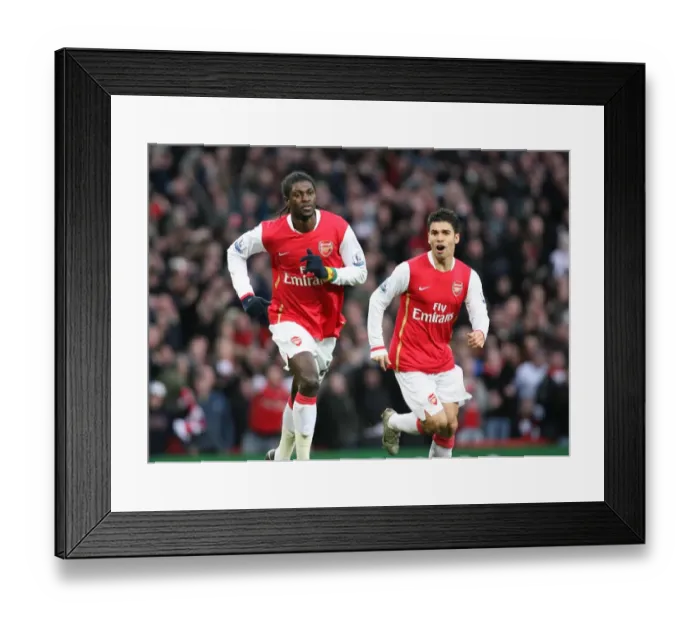 Framed Print : Adebayor and Eduardo: Unstoppable Duo - Arsenal's Historic First Goals in FA Cup Victory over Newcastle (3:0)