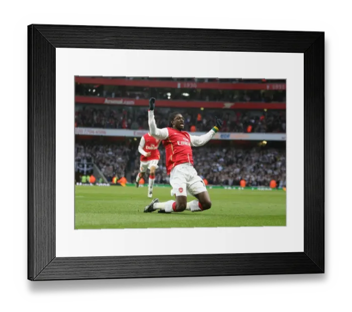 Framed Print : Adebayor's Euphoric Debut: Arsenal's 3-0 FA Cup Triumph Over Newcastle
