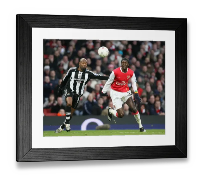 Framed Print : Emmanuel Adebayor (Arsenal) Claudio Cacapa (Newcastle United)