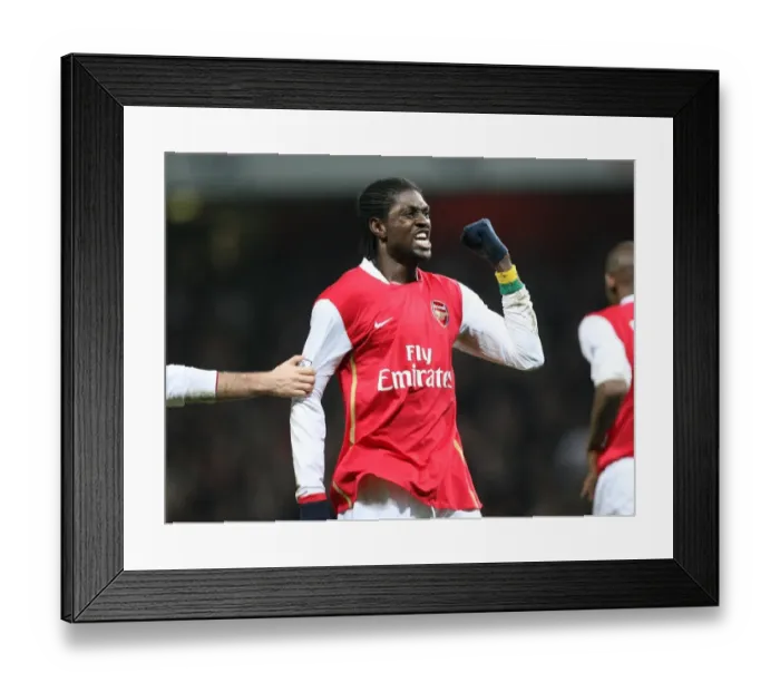 Framed Print : Adebayor's Euphoric Debut: Arsenal 3-0 Newcastle United (2008)