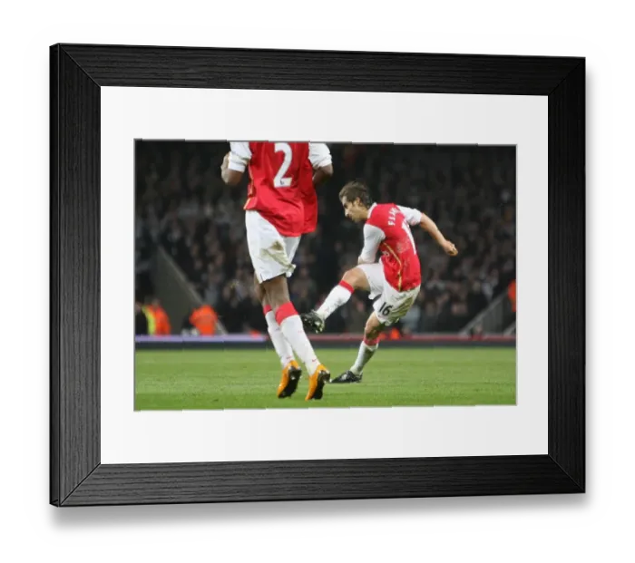 Framed Print : Mathieu Flamini shoots past Shay Given to score the 2nd Arsenal goal