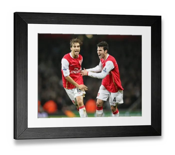 Framed Print : Mathieu Flamini celebrates scoring the 2nd Arsenal goal with Cesc Fabregas Framed Print : Mathieu Flamini celebrates scoring the 2nd Arsenal goal with Cesc Fabregas