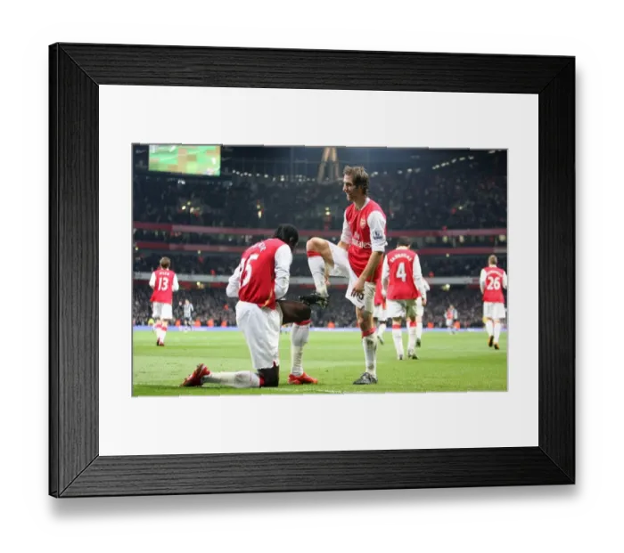 Framed Print : Mathieu Flamini celebrates scoring the 2nd Arsenal goal with Emmanuel Adebayor Framed Print : Mathieu Flamini celebrates scoring the 2nd Arsenal goal with Emmanuel Adebayor