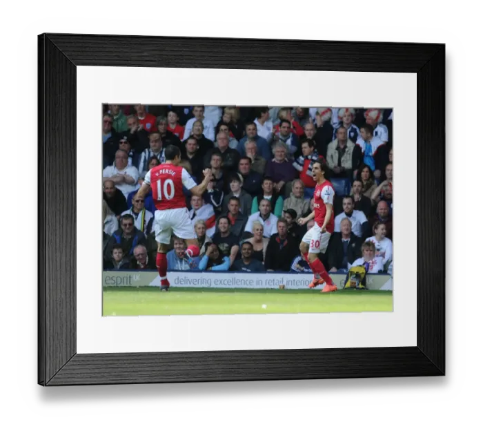 Framed Print : Benayoun and van Persie Celebrate Arsenal's First Goal Against West Bromwich Albion (2011-12)