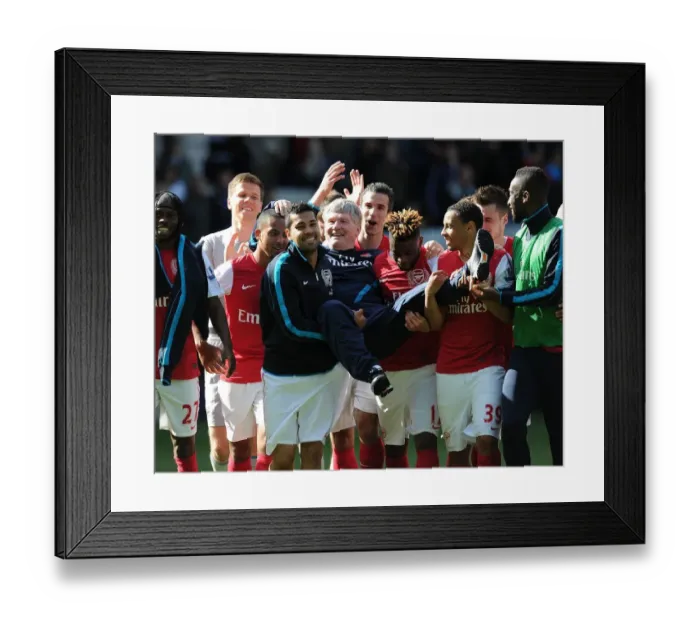Framed Print : Pat Rice's Emotional Title Win Moment with Arsenal Players (2012) Framed Print : Pat Rice's Emotional Title Win Moment with Arsenal Players (2012)
