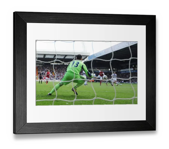 Framed Print : Andre Santos Scores the Second for Arsenal Against West Bromwich Albion, May 2012
