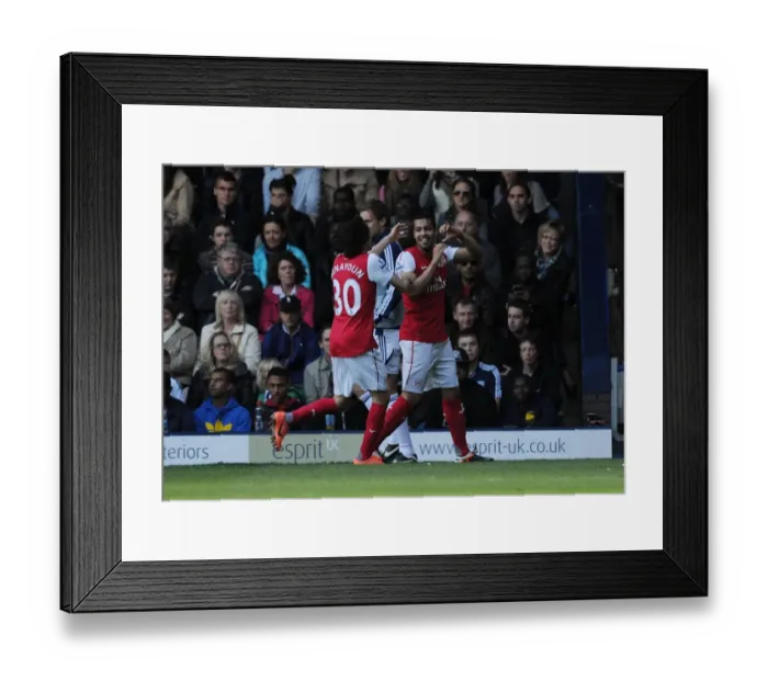Framed Print : Andre Santos and Yossi Benayoun: Arsenal's Unforgettable Goal Celebration vs. West Bromwich Albion (2011-12)