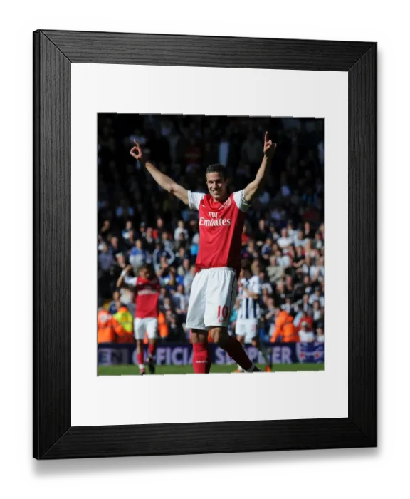 Framed Print : Robin van Persie Celebrates Arsenal's Win at West Bromwich Albion (2011-12)